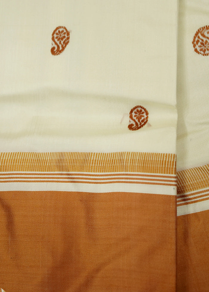 Cream Garad Silk Saree Without Blouse Piece