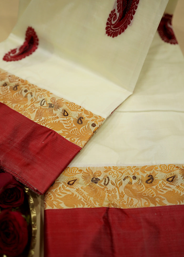 Cream Garad Pure Silk Saree Without Blouse Piece