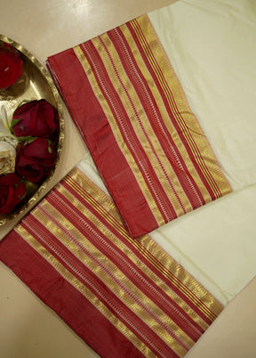 Cream Garad Silk Saree Without Blouse Piece