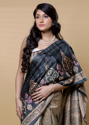 Blue Dupion Silk Saree With Blouse Piece