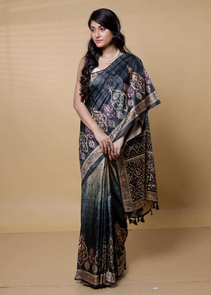 Blue Dupion Silk Saree With Blouse Piece