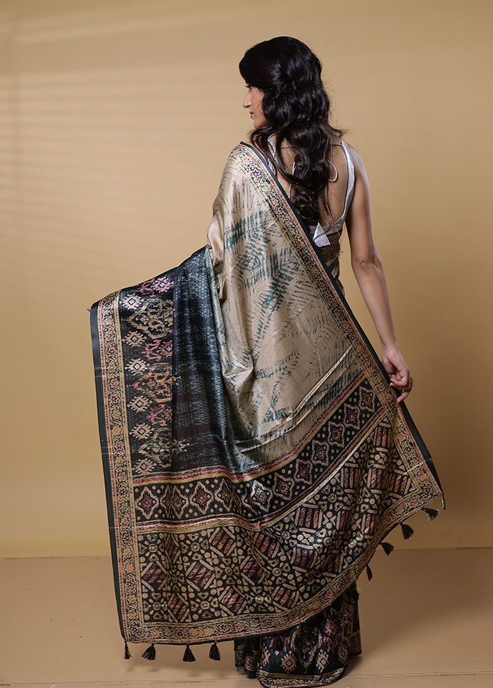 Blue Dupion Silk Saree With Blouse Piece