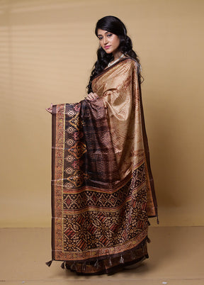 Cream Dupion Silk Saree With Blouse Piece