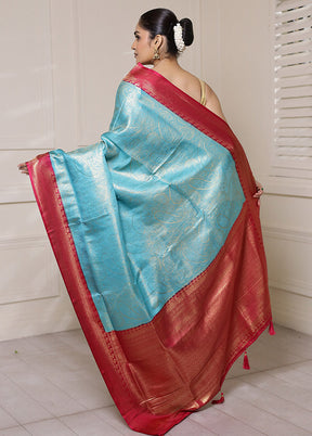 Green Dupion Silk Saree With Blouse Piece