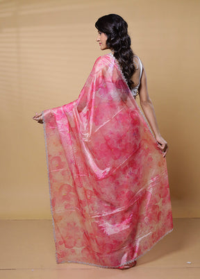 Pink Organza Saree With Blouse Piece