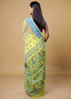 Yellow Tant Jamdani Saree Without Blouse Piece