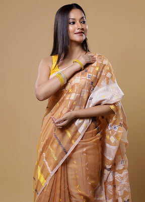 Yellow Tant Jamdani Saree Without Blouse Piece