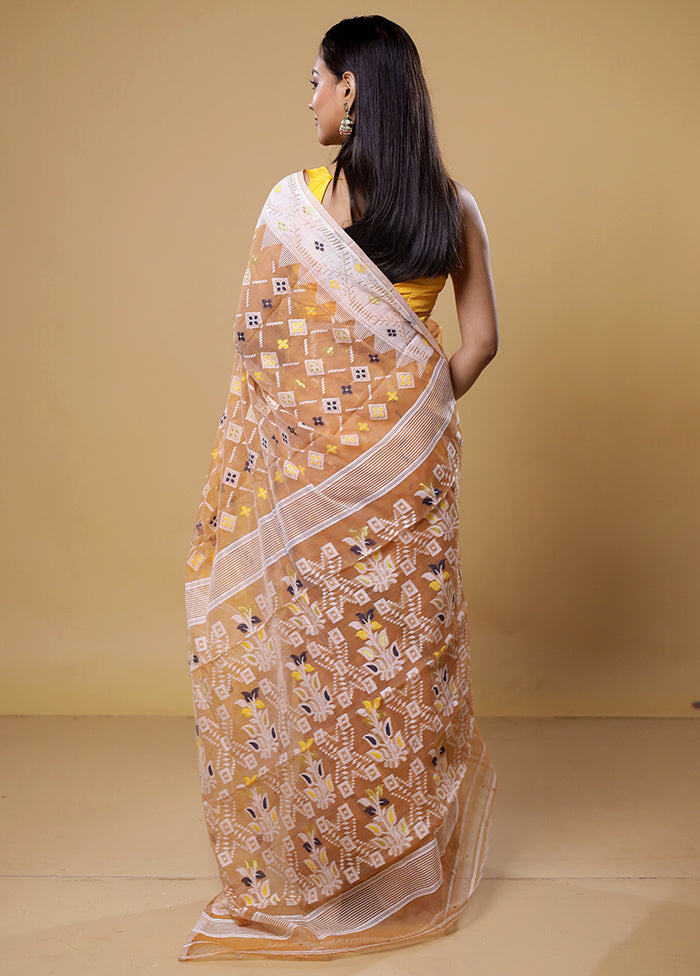 Yellow Tant Jamdani Saree Without Blouse Piece