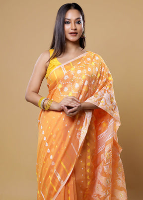 Yellow Tant Jamdani Saree Without Blouse Piece