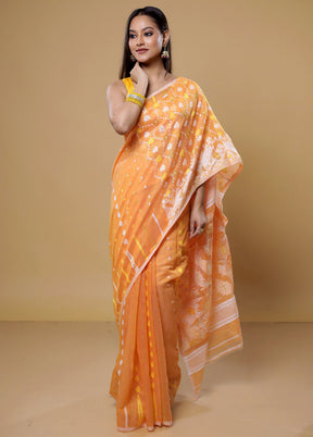 Yellow Tant Jamdani Saree Without Blouse Piece