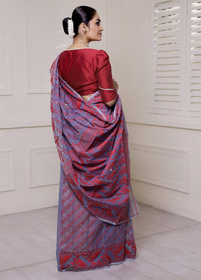 Grey Tant Jamdani Saree Without Blouse Piece