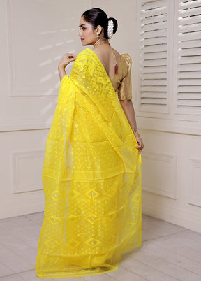 Yellow Tant Jamdani Saree Without Blouse Piece