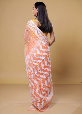 Orange Tant Jamdani Saree Without Blouse Piece