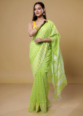 Green Tant Jamdani Saree Without Blouse Piece