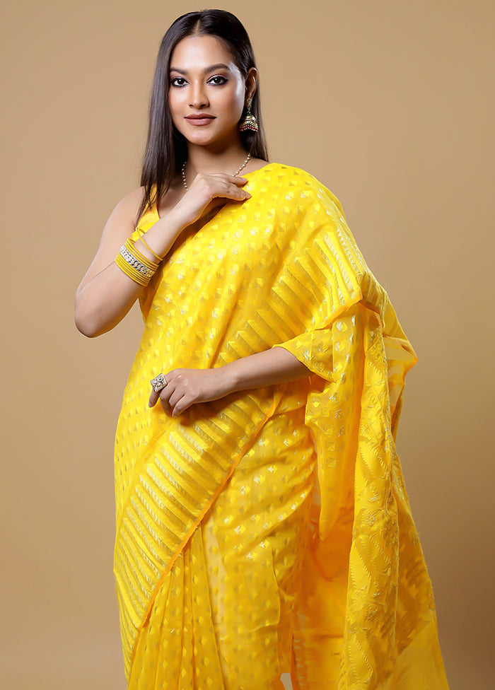 Yellow Tant Jamdani Saree Without Blouse Piece