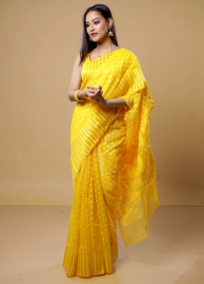 Yellow Tant Jamdani Saree Without Blouse Piece