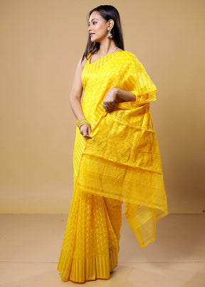 Yellow Tant Jamdani Saree Without Blouse Piece