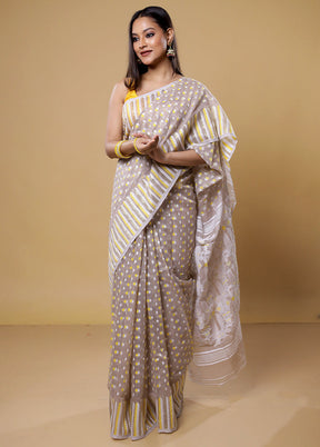 Brown Tant Jamdani Saree Without Blouse Piece