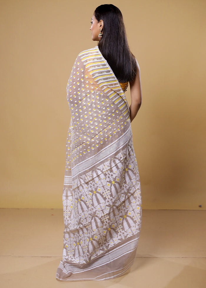 Brown Tant Jamdani Saree Without Blouse Piece