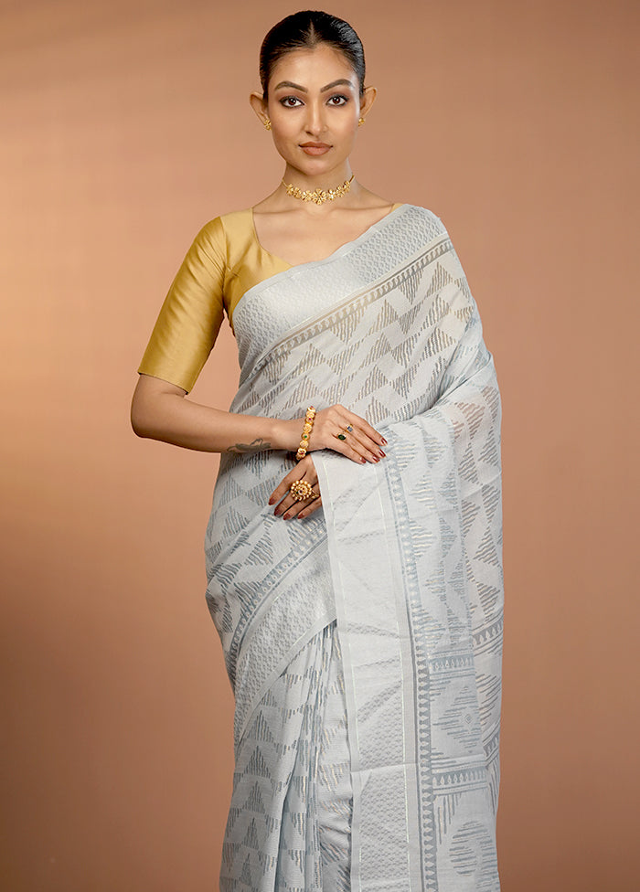 Blue Chiffon Silk Saree With Blouse Piece