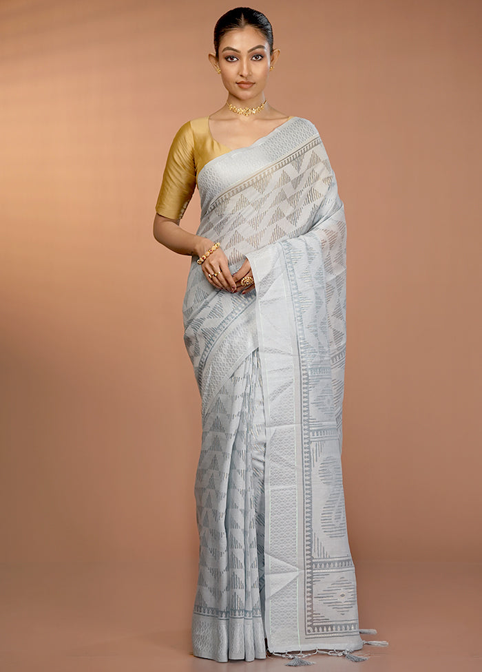 Blue Chiffon Silk Saree With Blouse Piece