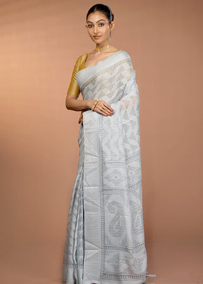 Blue Chiffon Silk Saree With Blouse Piece