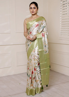 Cream Dupion Silk Saree With Blouse Piece