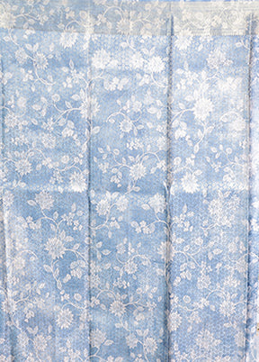 Grey Dupion Silk Saree With Blouse Piece