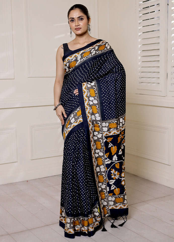 Black Dupion Silk Saree With Blouse Piece