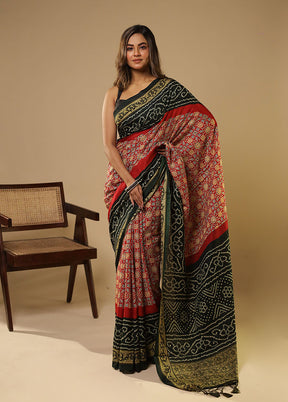 Red Dupion Silk Saree With Blouse Piece