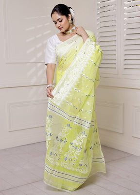 Yellow Tant Jamdani Saree Without Blouse Piece