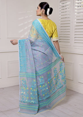 Grey Tant Jamdani Saree Without Blouse Piece