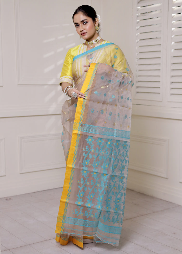 Rust Tant Jamdani Saree Without Blouse Piece