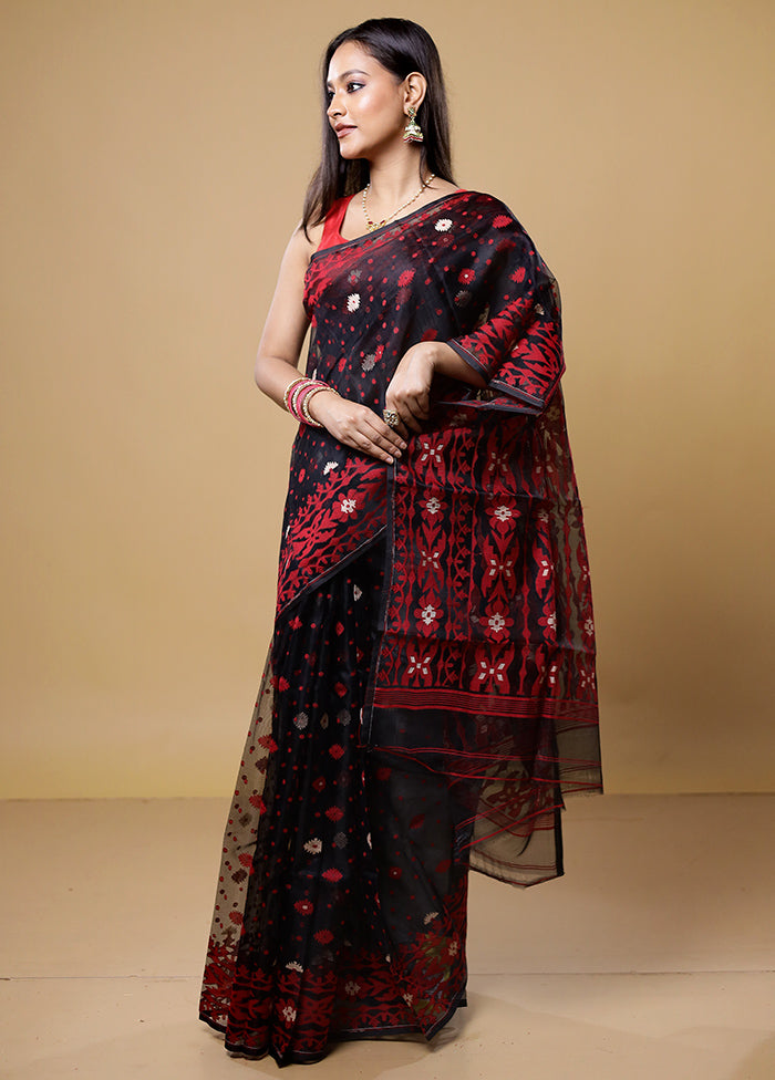 Black Tant Jamdani Saree Without Blouse Piece