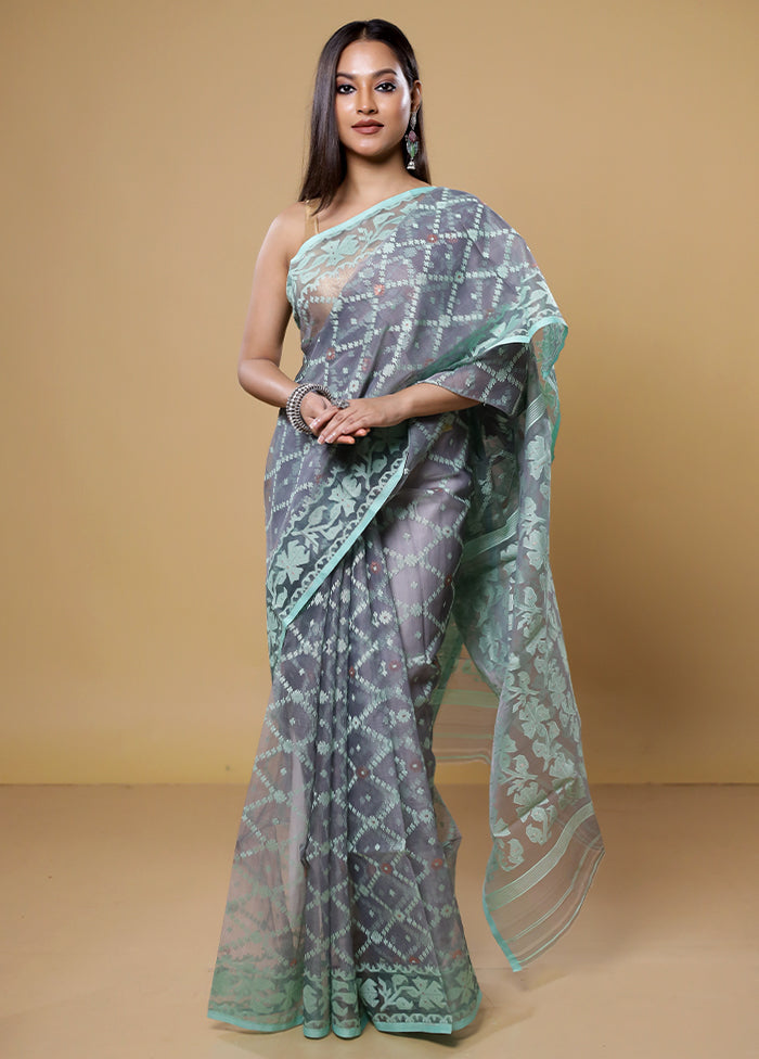 Green Pure Tant Jamdani Saree Without Blouse Piece