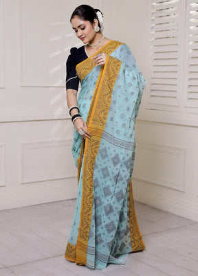 Blue Cotton Saree With Blouse Piece