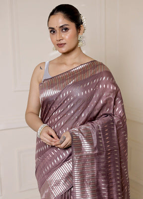 Purple Dupion Silk Saree With Blouse Piece