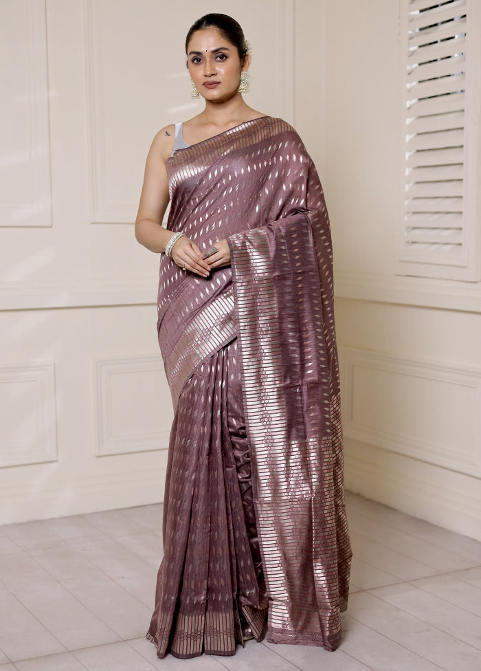 Purple Dupion Silk Saree With Blouse Piece