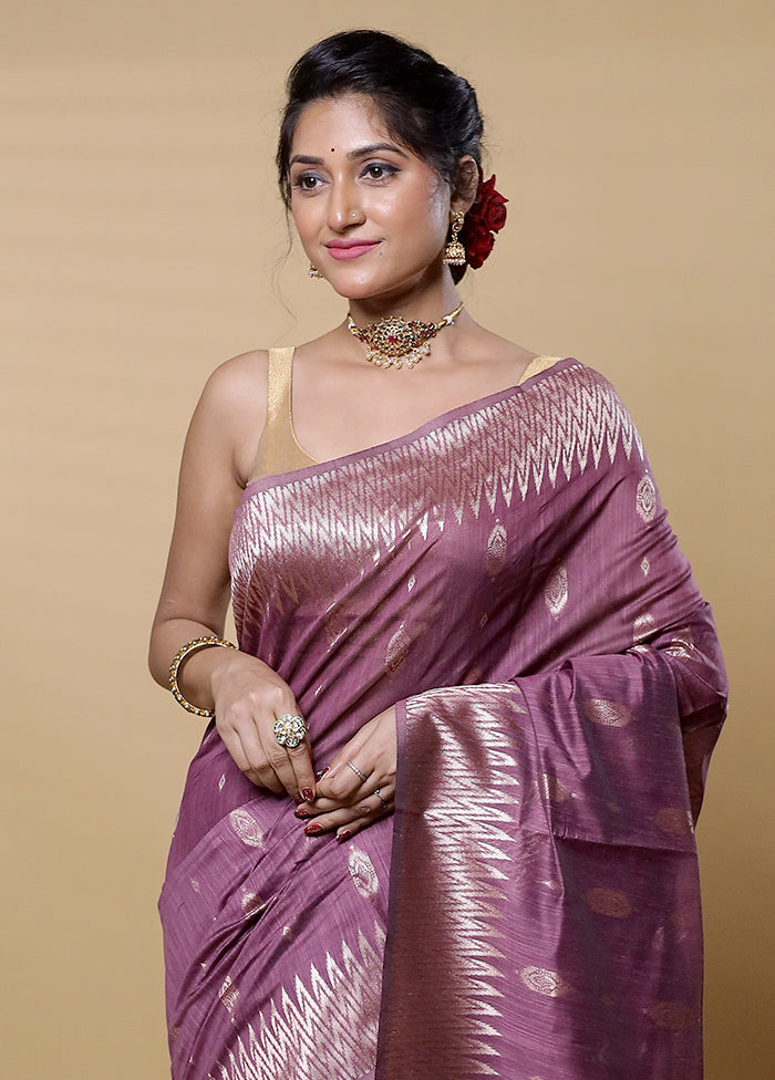 Purple Dupion Silk Saree With Blouse Piece