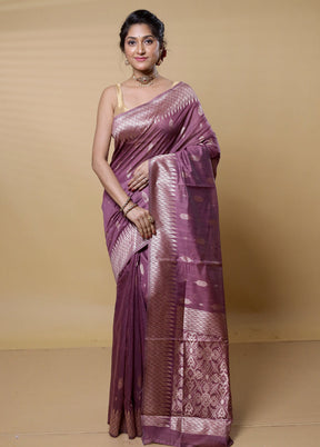 Purple Dupion Silk Saree With Blouse Piece