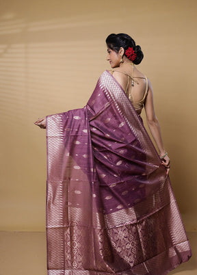 Purple Dupion Silk Saree With Blouse Piece