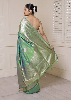 Green Dupion Silk Saree With Blouse Piece