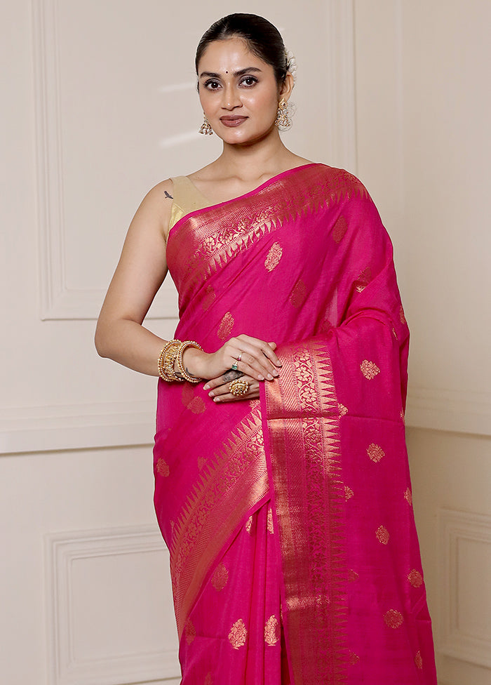 Pink Dupion Silk Saree With Blouse Piece