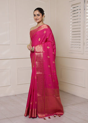 Pink Dupion Silk Saree With Blouse Piece