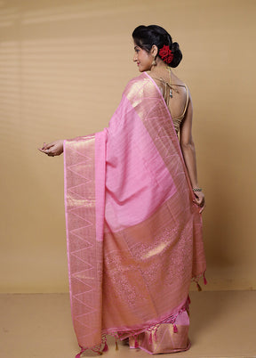 Pink Dupion Silk Saree With Blouse Piece