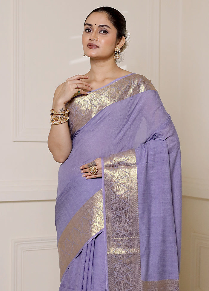 Purple Dupion Silk Saree With Blouse Piece