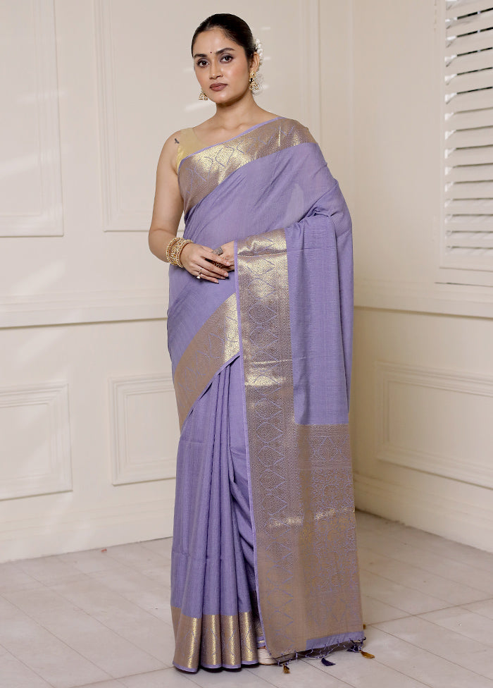 Purple Dupion Silk Saree With Blouse Piece