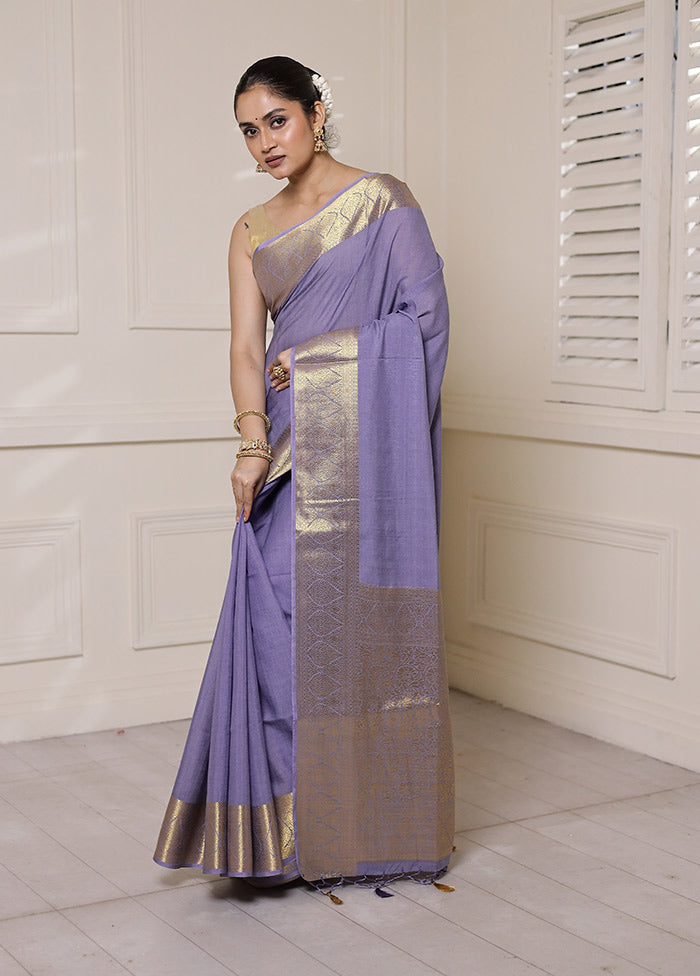 Purple Dupion Silk Saree With Blouse Piece