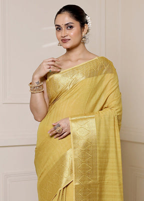 Cream Dupion Silk Saree With Blouse Piece