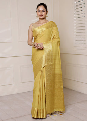 Cream Dupion Silk Saree With Blouse Piece